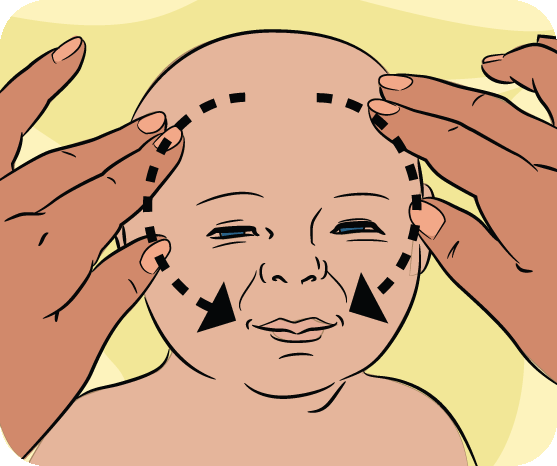 Massaging baby's face