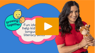 View the video 'Fun ideas to help kids learn language and literacy skills' on the ABC Kids website