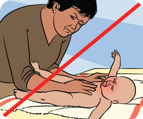 Baby with red face doesn't like being massage 