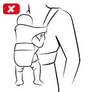 Image showing how not to carry a baby for appropriate hip support
